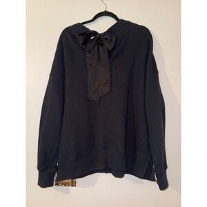 Aerie Black Oversized Bow Back Sweatshirt Open Back Pullover Side Slits XS